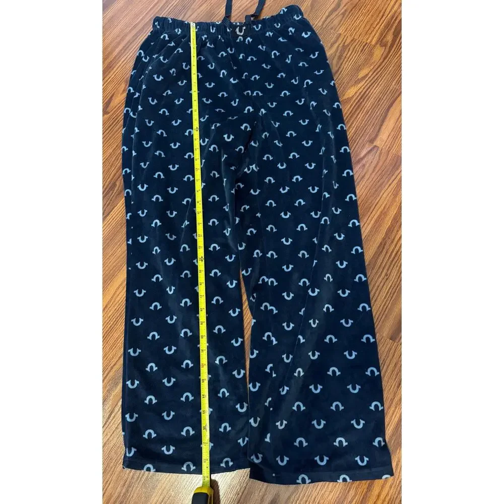 True Religion Men’s Large Blue Horseshoe Logo Fleece Pajama Lounge Pants